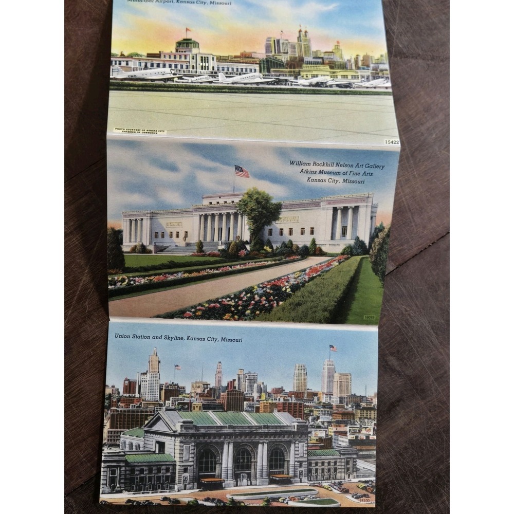 40s Vintage SOUVENIR FOLDER of GREATER KANSAS CITY Postcard Album, Attractions - Picture 13 of 14